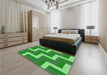 Patterned Neon Green Rug in a Bedroom, pat2906grn