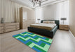 Patterned Dark Cyan Green Rug in a Bedroom, pat2906lblu