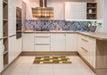 Patterned Mahogany Brown Rug in a Kitchen, pat2906org