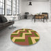 Round Patterned Mahogany Brown Rug in a Office, pat2906org