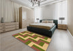 Patterned Mahogany Brown Rug in a Bedroom, pat2906org