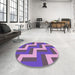 Round Patterned Amethyst Purple Rug in a Office, pat2906pur