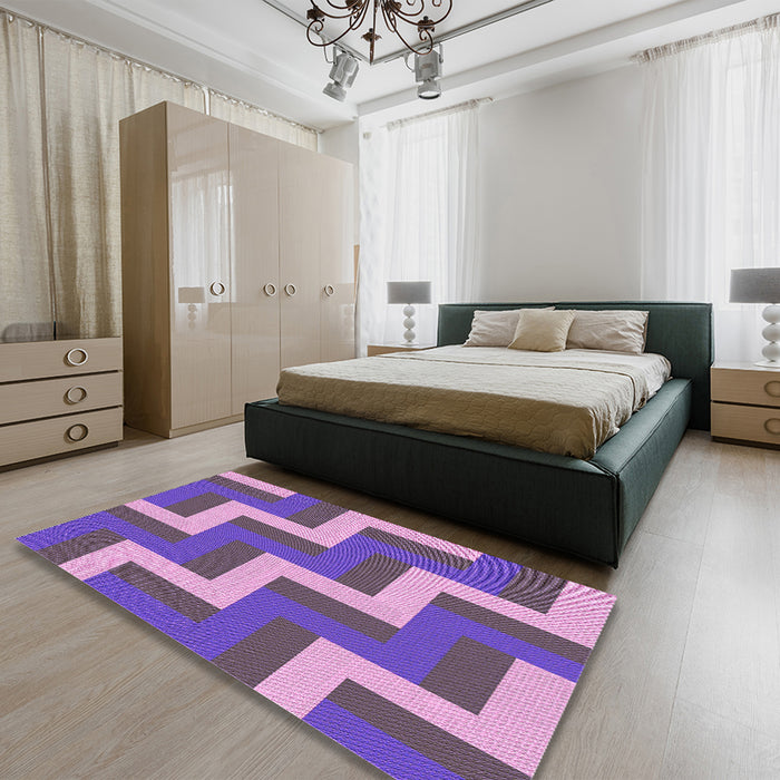 Patterned Amethyst Purple Rug in a Bedroom, pat2906pur