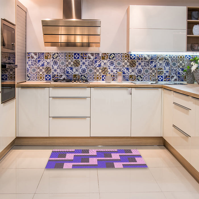 Patterned Amethyst Purple Rug in a Kitchen, pat2906pur