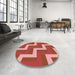 Round Patterned Red Rug in a Office, pat2906rd