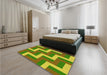 Patterned Pistachio Green Rug in a Bedroom, pat2906yw