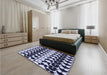 Patterned Night Blue Rug in a Bedroom, pat2907blu