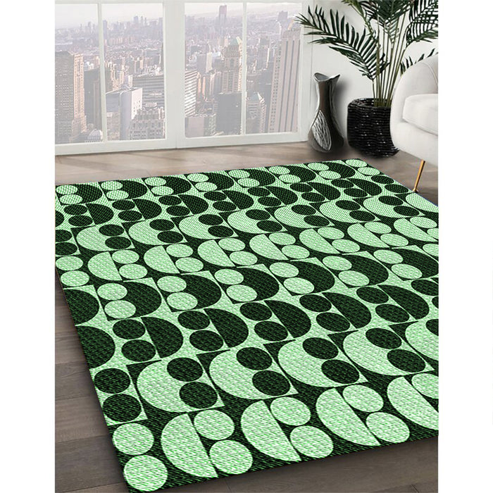 Patterned Light Green Rug in Family Room, pat2907grn