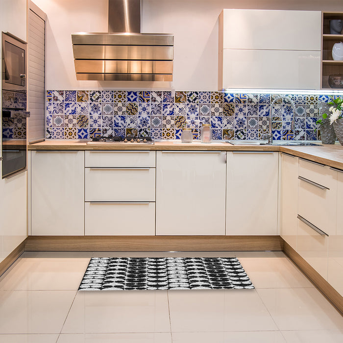 Patterned Midnight Gray Rug in a Kitchen, pat2907gry