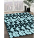 Machine Washable Transitional Deep Teal Green Rug in a Family Room, wshpat2907lblu