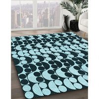 Patterned Deep Teal Green Rug, pat2907lblu