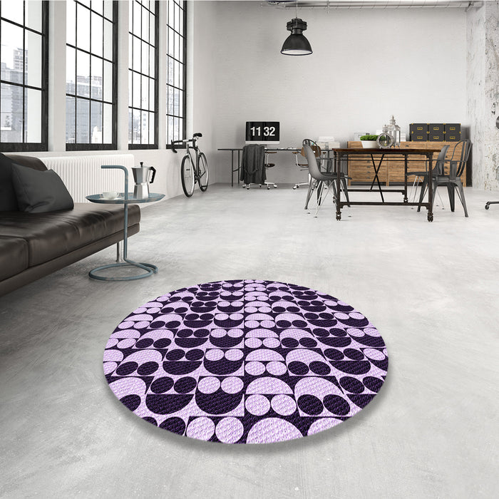 Round Patterned Blossom Pink Rug in a Office, pat2907pur