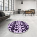Round Patterned Blossom Pink Rug in a Office, pat2907pur