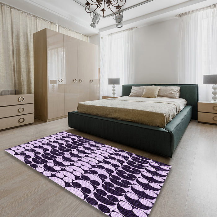 Patterned Blossom Pink Rug in a Bedroom, pat2907pur