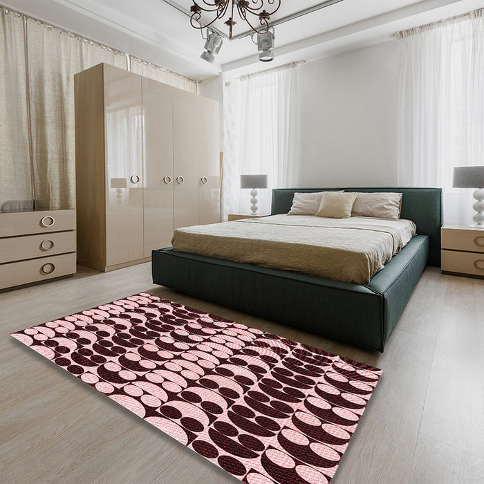 Patterned Baby Pink Rug in a Bedroom, pat2907rd