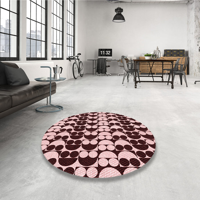 Round Patterned Baby Pink Rug in a Office, pat2907rd