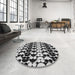 Round Patterned Light Gray Novelty Rug in a Office, pat2907