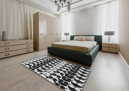 Patterned Light Gray Novelty Rug in a Bedroom, pat2907