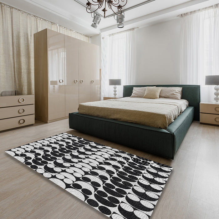 Patterned Light Gray Novelty Rug in a Bedroom, pat2907