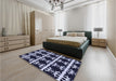 Patterned Night Blue Rug in a Bedroom, pat2908blu