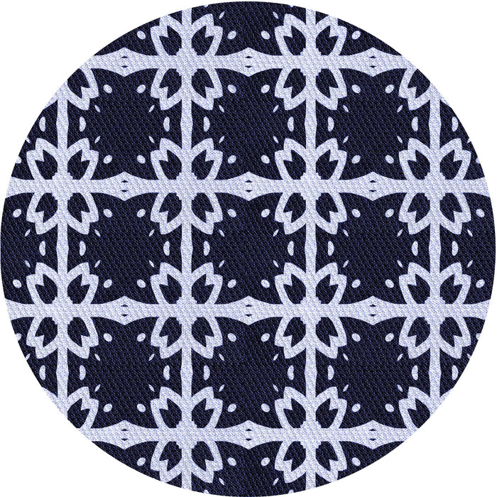 Square Patterned Night Blue Rug, pat2908blu