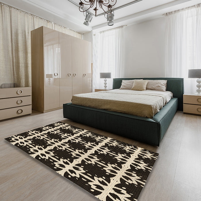 Patterned Light French Beige Brown Rug in a Bedroom, pat2908brn