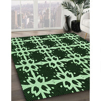 Patterned Black Rug, pat2908grn