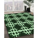 Patterned Black Rug in Family Room, pat2908grn