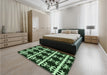 Patterned Black Rug in a Bedroom, pat2908grn