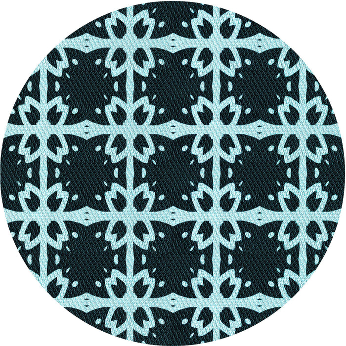 Square Patterned Deep Teal Green Rug, pat2908lblu