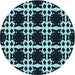 Square Machine Washable Transitional Deep Teal Green Rug in a Living Room, wshpat2908lblu