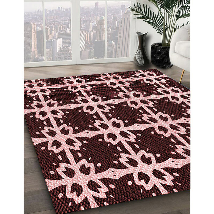 Machine Washable Transitional Chocolate Brown Rug in a Family Room, wshpat2908rd