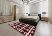 Patterned Chocolate Brown Rug in a Bedroom, pat2908rd