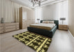 Patterned Metallic Gold Rug in a Bedroom, pat2908yw