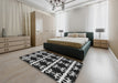 Patterned Black Novelty Rug in a Bedroom, pat2908