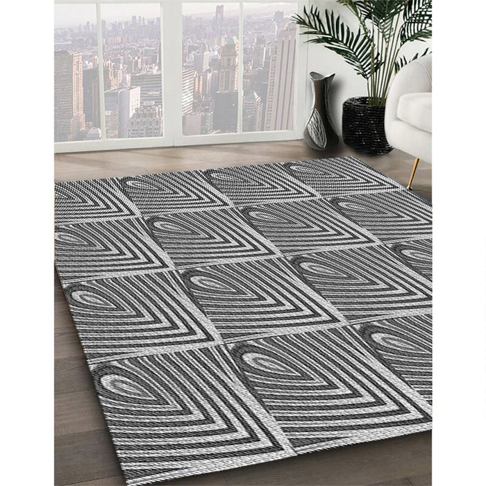 Patterned Silver Gray Rug in Family Room, pat2909gry