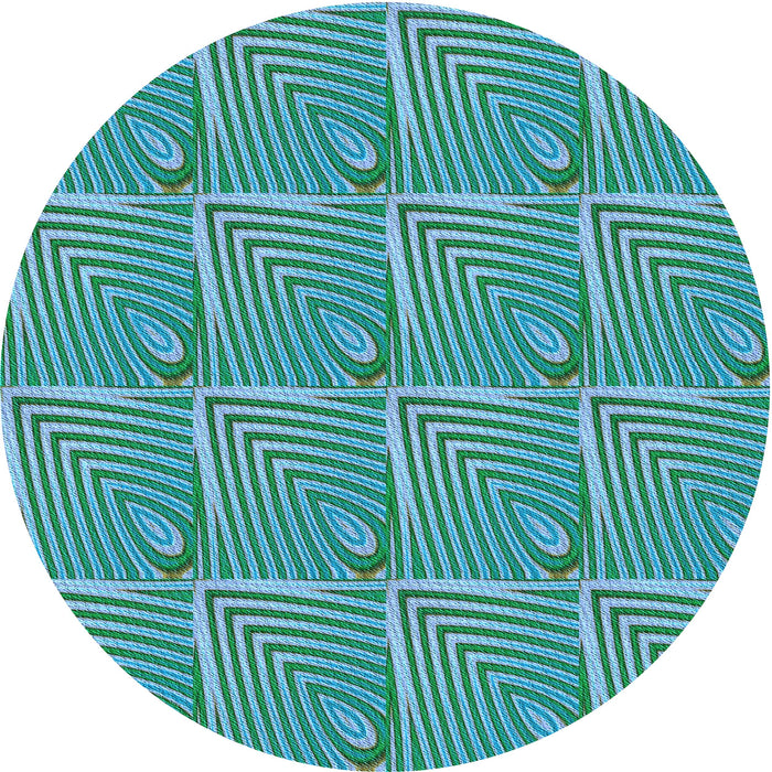 Square Patterned Turquoise Green Rug, pat2909lblu
