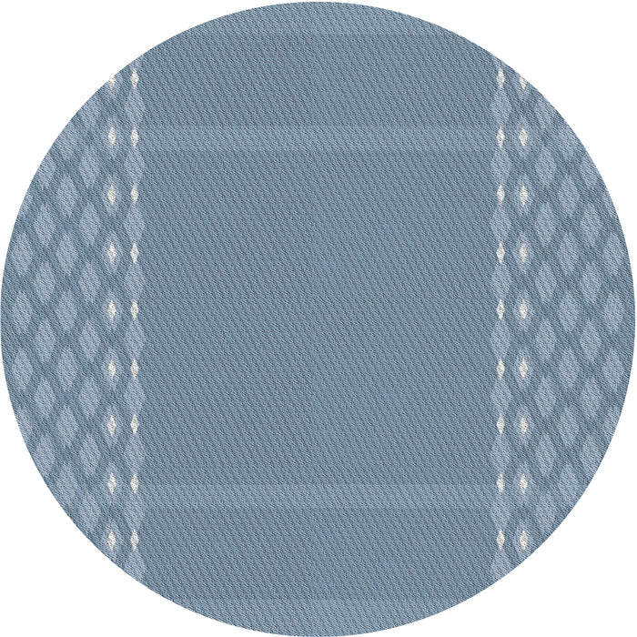 Sideview of Patterned Azure Blue Novelty Rug, pat290