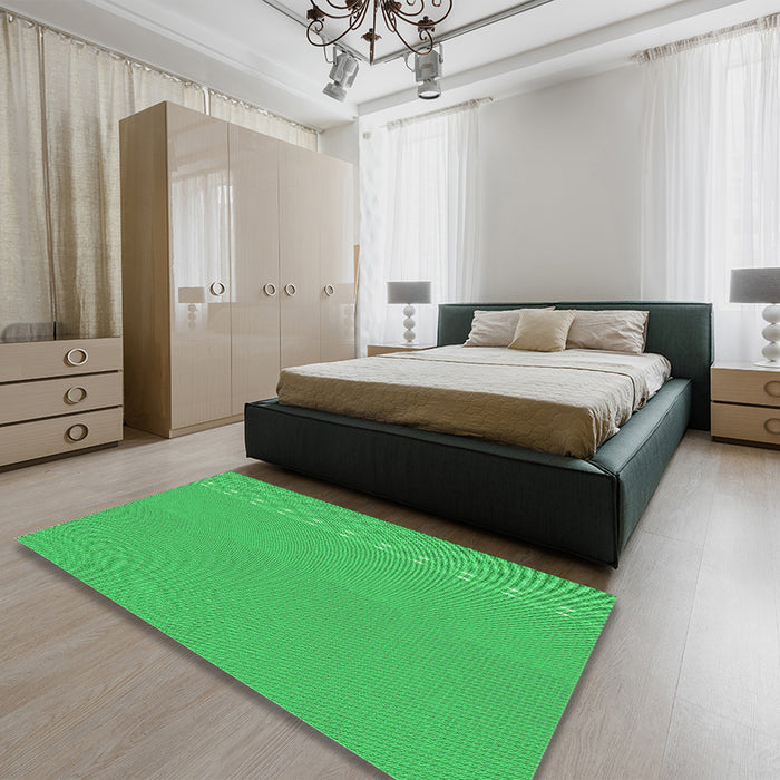 Patterned Neon Green Rug in a Bedroom, pat291grn