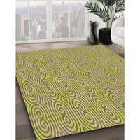 Patterned Golden Brown Yellow Rug, pat2910brn