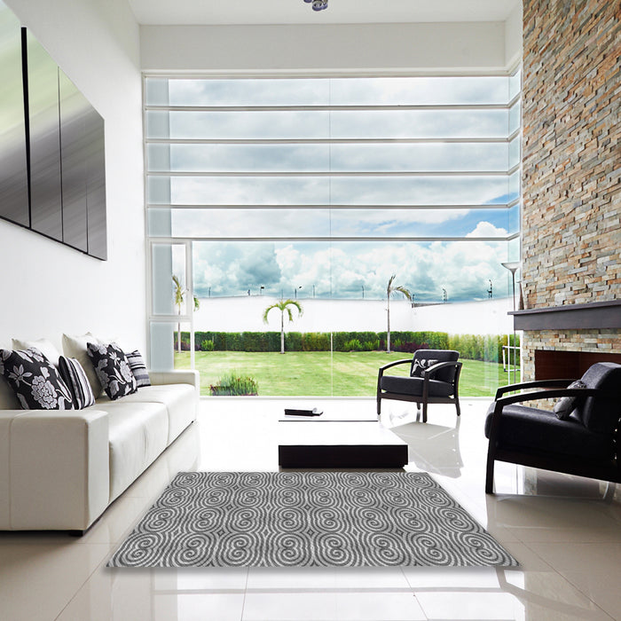 Machine Washable Transitional Cloud Gray Rug in a Kitchen, wshpat2910gry