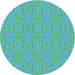 Square Patterned Turquoise Green Rug, pat2910lblu