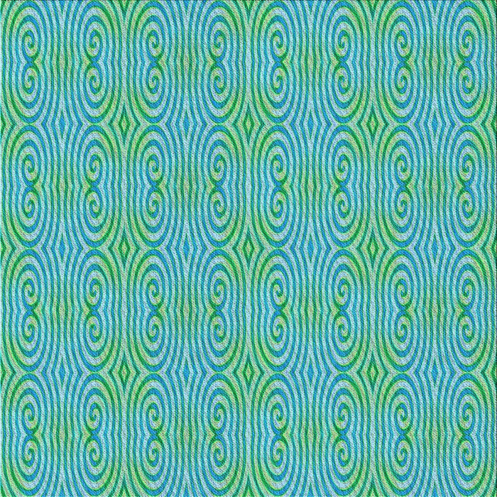 Round Patterned Turquoise Green Rug, pat2910lblu