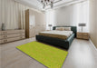 Patterned Dark Yellow Green Rug in a Bedroom, pat2910yw