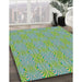 Patterned Khaki Green Novelty Rug in Family Room, pat2910