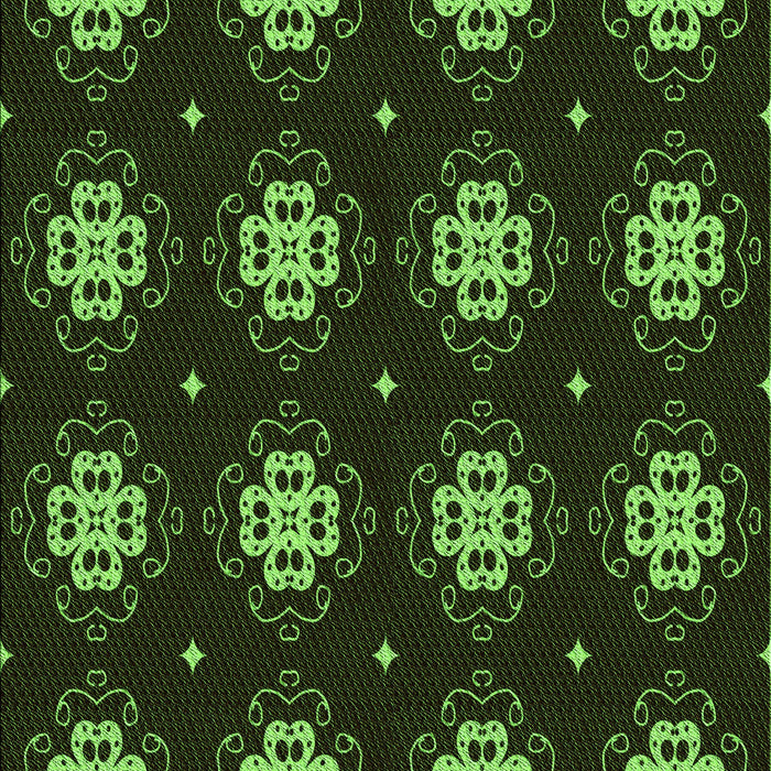 Machine Washable Transitional Dark Lime Green Rug, wshpat2911grn