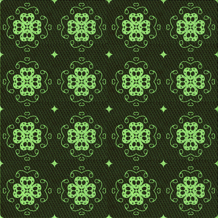 Round Patterned Dark Lime Green Rug, pat2911grn