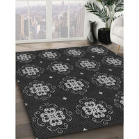 Patterned Midnight Gray Rug, pat2911gry