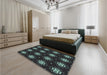 Patterned Sea Green Rug in a Bedroom, pat2911lblu