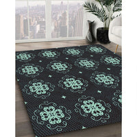 Patterned Sea Green Rug, pat2911lblu